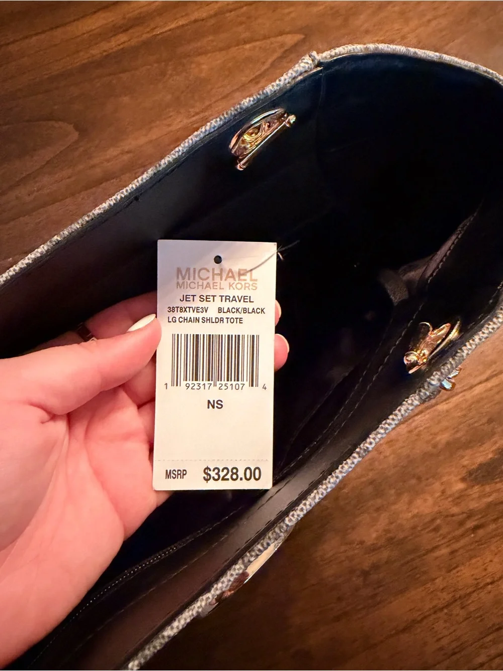 NWT Michael Kors Blue MK Logo Chain-Handle Tote